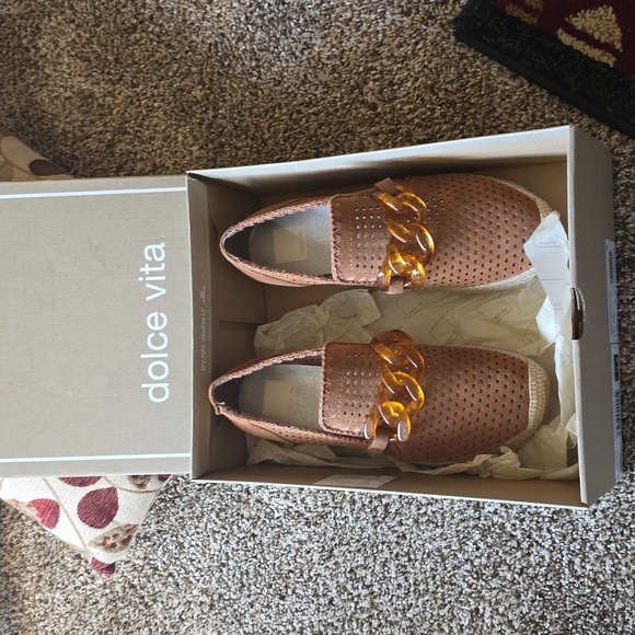 Dolce Vita Brown Espadrille Loafers with Amber Accent - Picture 5 of 5